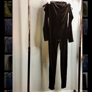 Black off the shoulder catsuit